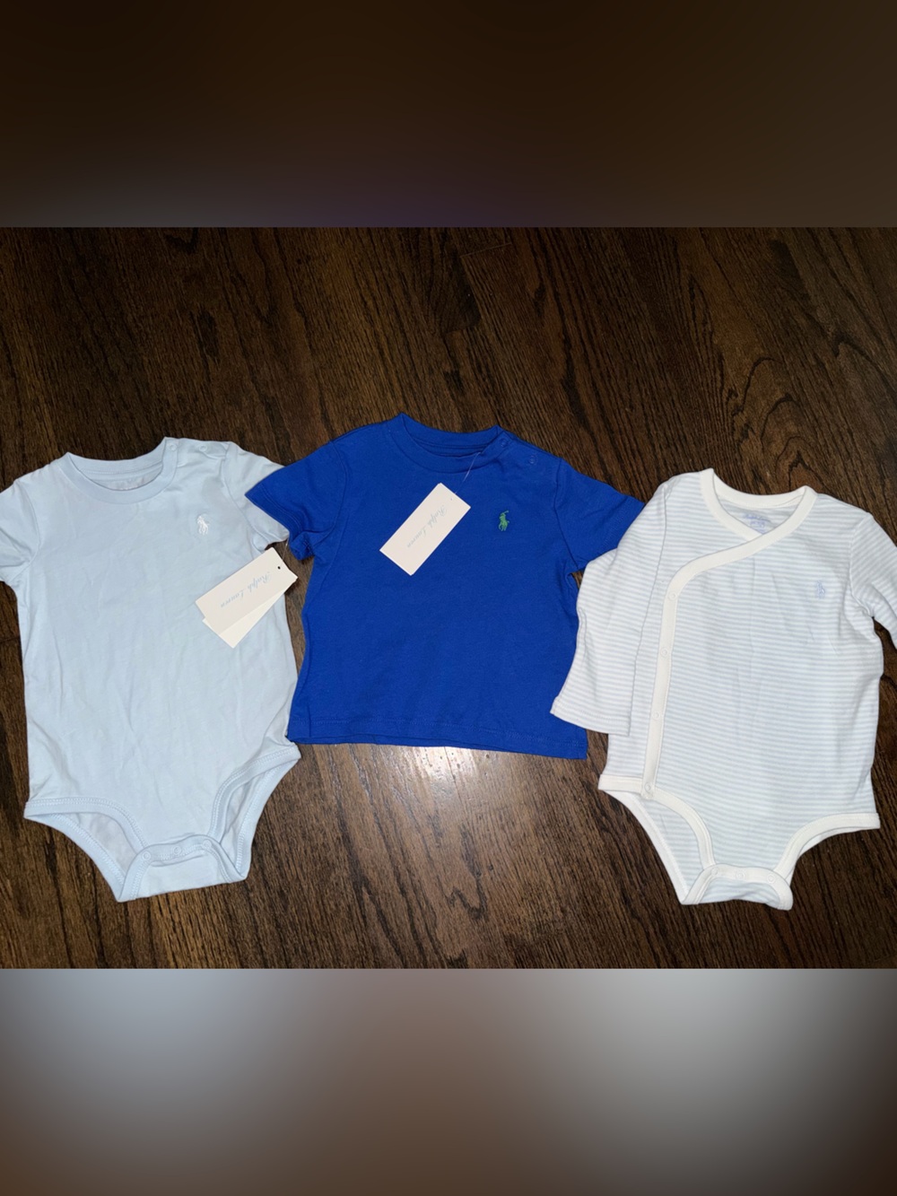 Polo Ralph Lauren One-Piece Bodysuit Set - Blue, Light Blue, White